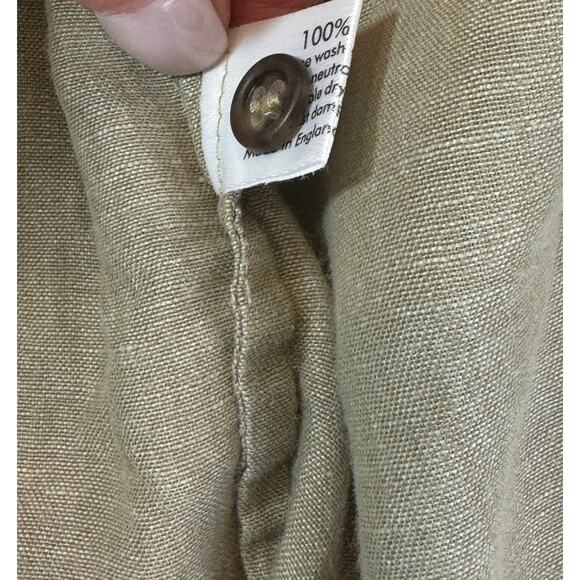 Eskandar Shirt Sz 0 Oatmeal Linen Mandarin Stand Collar Longer Back Blouse Top - Picture 9 of 11